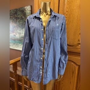 Beverly Hills Polo Club Navy Striped Button Down Shirt